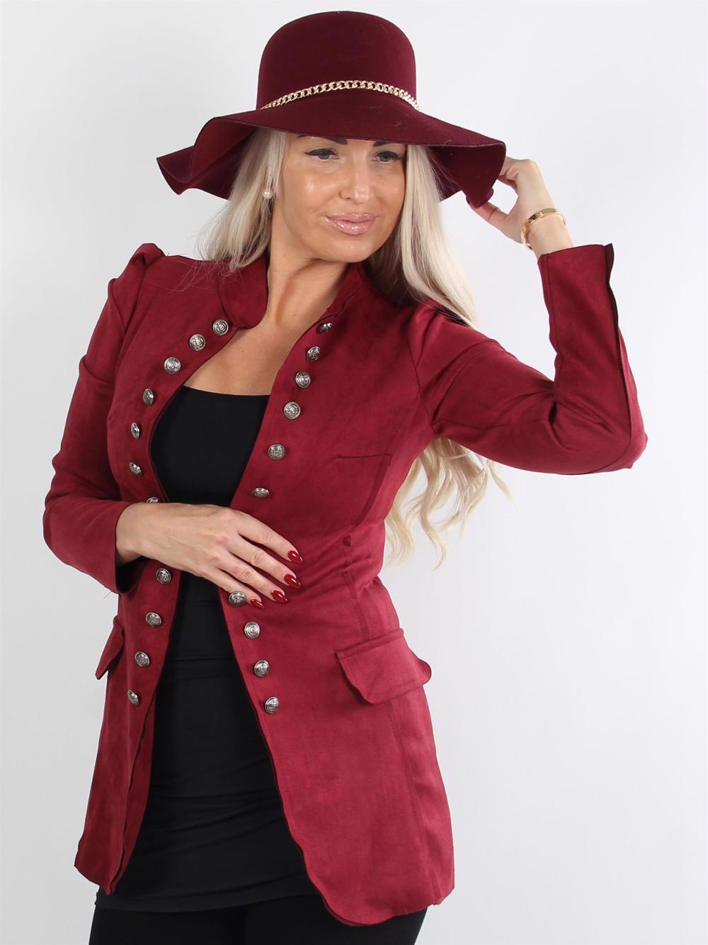 Beverly - Armygrøn jakke med knapper i ruskindslook